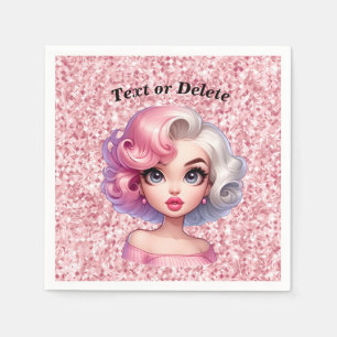 Retro Glamour Meisje Geanimeerd Schattig Cartoon S Servet