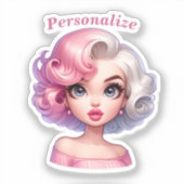 Retro Glamour Meisje Geanimeerde Cartoon Personali Sticker (Voorkant)