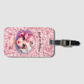 Retro Glamour Meisje Geanimeerde Lieve Cartoon Sch Bagagelabel (Voorkant (horizontaal))