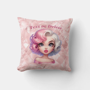 Retro Glamour Meisje Geanimeerde Lieve Cartoon Sch Kussen