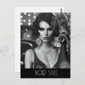  retro glamour meisje met pauw briefkaart (Voorkant / Achterkant)