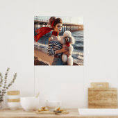  retro glamour meisje met poedel poster (Keuken)