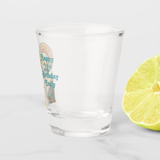 Retro Glamour Meisje Stijlvolle 21e verjaardag voo Shot Glas (Rechts)