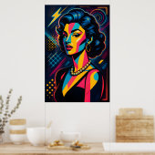 Retro Glamour Pop Art Vrouw Poster (Keuken)
