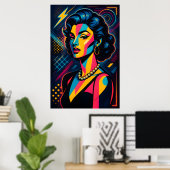 Retro Glamour Pop Art Vrouw Poster (Thuiskantoor)