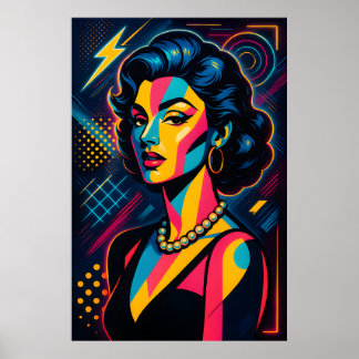 Retro Glamour Pop Art Vrouw Poster