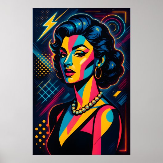 Retro Glamour Pop Art Vrouw Poster (Voorkant)