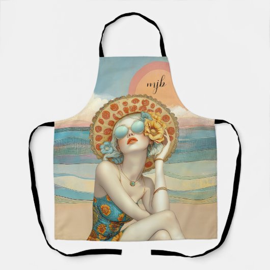 Retro Glamour Strandvibes met Monogram Schort (Voorkant)