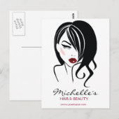 Retro Glamour Zwart Wit Mode Meisje Kapsalon Briefkaart (Voorkant / Achterkant)