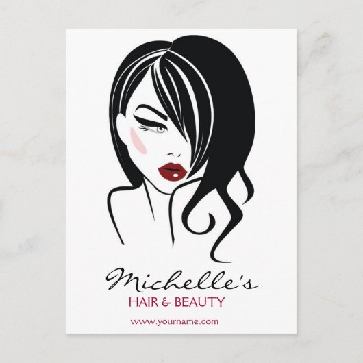 Retro Glamour Zwart Wit Mode Meisje Kapsalon Briefkaart (Voorkant)