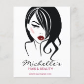 Retro Glamour Zwart Wit Mode Meisje Kapsalon Flyer (Voorkant)