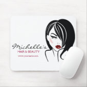 Retro Glamour Zwart Wit Mode Meisje Kapsalon Muismat (Met muis)
