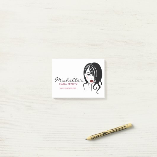 Retro Glamour Zwart Wit Mode Meisje Kapsalon Post-it® Notes (Op bureau)