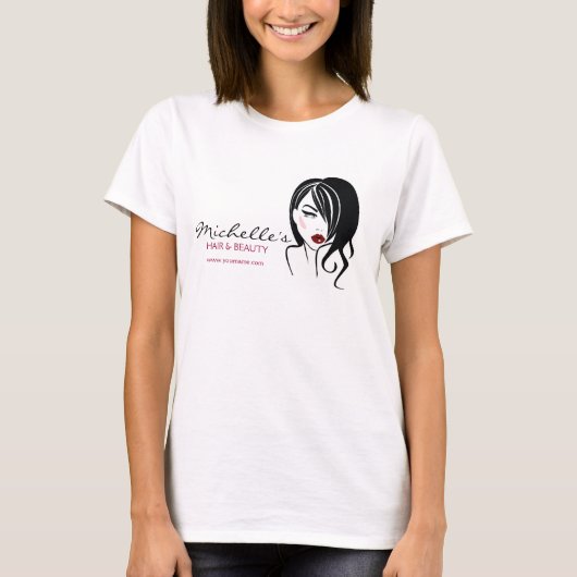 Retro Glamour Zwart Wit Mode Meisje Kapsalon T-shirt (Voorkant)