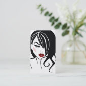 Retro Glamour Zwart Wit Mode Meisje Kapsalon Visitekaartje (Staand voorkant)