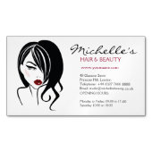 Retro Glamour Zwart Wit Mode Meisje Kapsalon Visitekaartje Magneet (Voorkant)