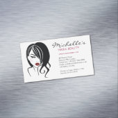 Retro Glamour Zwart Wit Mode Meisje Kapsalon Visitekaartje Magneet (Voorbeeld)