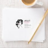 Retro Glamour Zwart Wit Schoonheid Meisje Haarstij Etiket (Insitu)