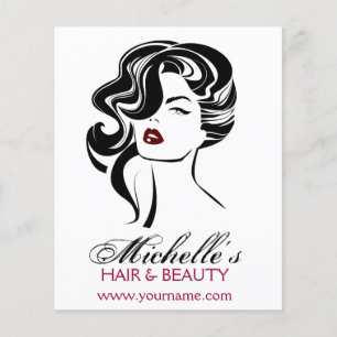 Retro Glamour Zwart Wit Schoonheid Meisje Haarstij Flyer