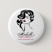 Retro Glamour Zwart Wit Schoonheid Meisje Haarstij Ronde Button 5,7 Cm (Voorkant)