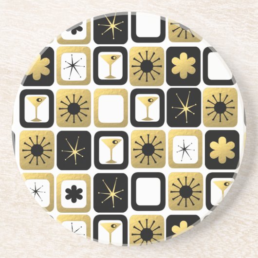 Retro Glamoureus Gold Sandstone Onderzetter (Voorkant)