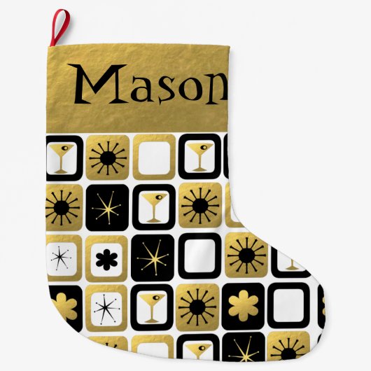 Retro Glamoureuze Gold-kerststop Grote Kerstsok (Voorkant)