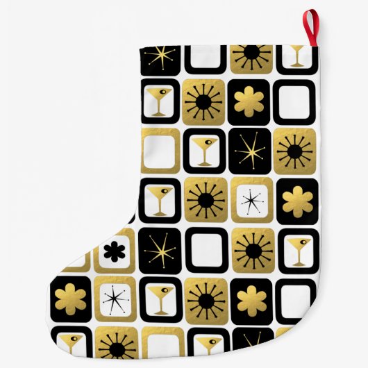 Retro Glamoureuze Gold-kerststop Grote Kerstsok (Achterkant)