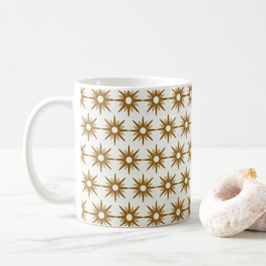 Retro Glamoureuze Gold Starburst Koffiemok (Met donut)