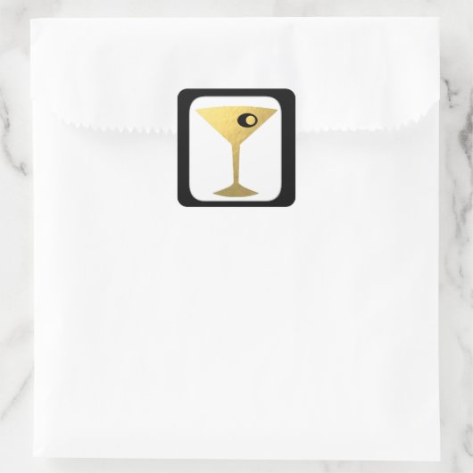 Retro Glamoureuze Gouden Martini Stickers (Tas)