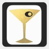Retro Glamoureuze Gouden Martini Stickers (Voorkant)