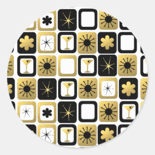 Retro Glamoureuze Gouden Ronde Stickers