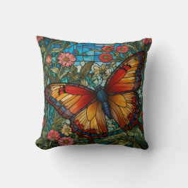 Retro glas vlindertuin kussen