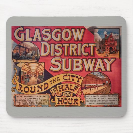 Retro  Glasgow City Subway Poster Glasgow Muismat (Voorkant)