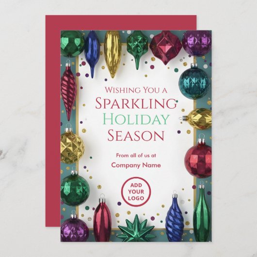 Retro Glass-Ornament Luxe | Business Greetings Feestdagenkaart (Voorkant / Achterkant)