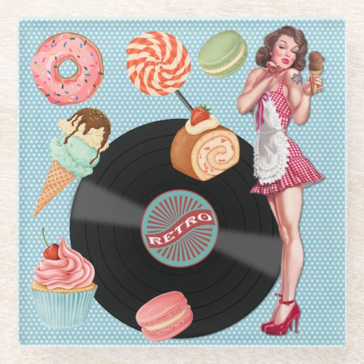 Retro Glazen Onderzetter (Voorkant)