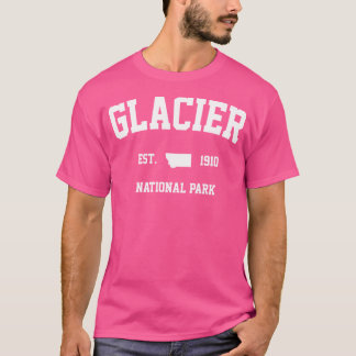 Retro Gletsjer Nationaal Park Wandelen Montana Est T-shirt
