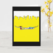 Retro Glider Plane Kaart (Gele Bloem)