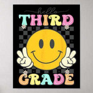Retro Glimlach Gezicht Hallo 3e Klas Team Terug Na Poster