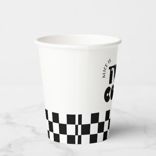 Retro Glimlach Gezicht Twee Cool Verjaardagsfeest Papieren Bekers (Rechts)