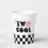 Retro Glimlach Gezicht Twee Cool Verjaardagsfeest Papieren Bekers (Voorkant)