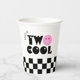 Retro Glimlach Gezicht Twee Cool Verjaardagsfeest Papieren Bekers