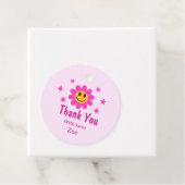 Retro Glimlachende Roze Bloem Verjaardag Bedankt Bedankjes Labels (In situ)