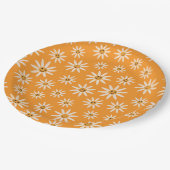 Retro glimlachende witte bloemen Patroon Papieren Bordje (Gekanteld)