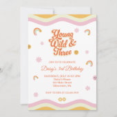 Retro Glimlacht Jong Wild en Drie Verjaardag Kaart (Voorkant)