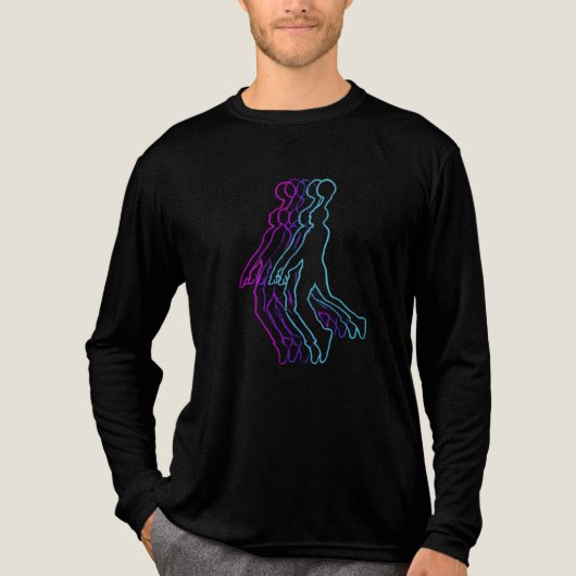 Retro Glitch Art Basketbalspeler Tri-Blend Shirt (Voorkant volledig)