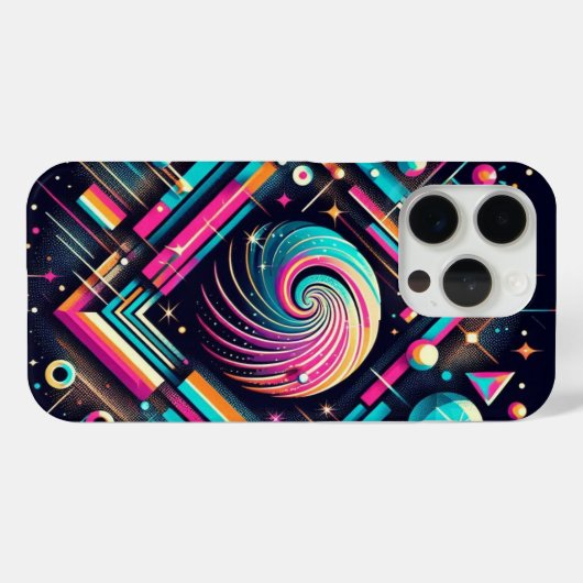 Retro glitter stippen iPhone case (Achterkant (horizontaal))