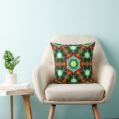 ~ Retro Glitterende Kerst Fractals ~ Kussen (Stoel)