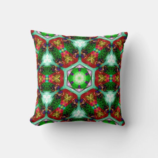 ~ Retro Glitterende Kerst Fractals ~ Kussen (Voorkant)