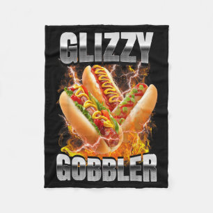 Retro Glizzy Gobbler Hotdog Bootleg Meme Hot Dog Fleece Deken