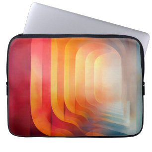 Retro Gloeiende Bogen – Abstracte Mid-Eeuws Laptop Sleeve